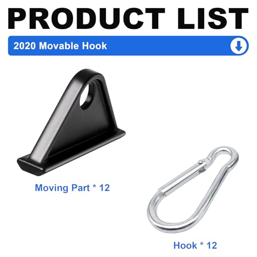 Image of 12 Pack 2020 Extrusion Sliding Hook for 20 Series T-Slot V-Slot Aluminum Extrusion Hardware Accessories Black