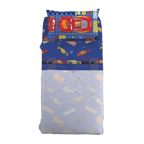 Completo Lenzuola Letto Disney Caleffi Lenzuola Cars Game in Cotone Singolo