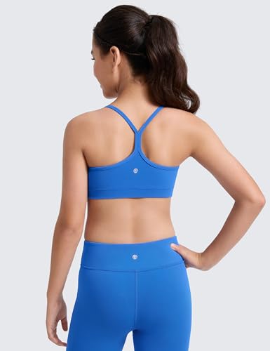 Image of CRZ YOGA Girls Butterluxe Y Back Sports Bra | Light Support, Removable Pads, Yoga, Athletic, Extremely Soft, Scoop Neck, Spaghetti Straps, for Teen