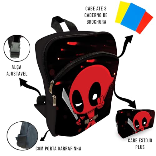 Kit Mochila de Costa Infantil + Lancheira + Estojo Espada Pool