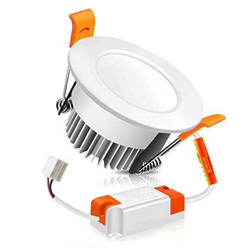 LEDLightsWorld 2 Inch LED Recessed Lights, Dimmable Mini Recessed Downlight, 3W(35W Halogen Equivalent), 6000K Daylight White, CRI 80+, Canless Ceiling Light with LED Driver, 1 Pack