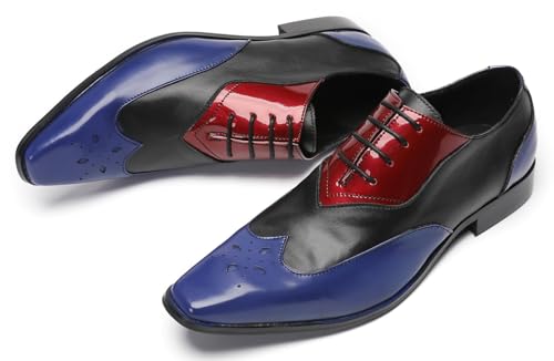 Santimon Mens Oxfords Casual Dress Leather Three Tone Formal Derby Wedding Ballroom Halloween Fashion Western Walking Shoes for Men4