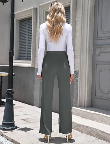 ZAFUL Womens Wide Leg Pants High Waisted Casual Pants for Women Stretchy Business Dress Work Pocket Trousers Pant