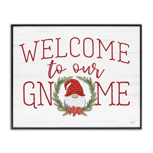 Gnome Welcome Sign Holiday Humor, 11 x 14 Inch Framed Giclée Print