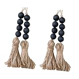 HOMSFOU 4 Piezas País Hecho A Mano Cuentas Pastoral Pared Grande Ventana Decoración Borla Hogar San Valentín Oración Madera Decorativa Guirnalda Puerta Pomo Estilo Borlas Madera
