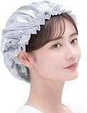 [COCOSILK] シルク ナイトキャップ 天然 シルク100% ヘアキャップ シルクキャップ ロングヘア 就寝用 (L, アッシュブルー)