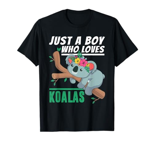 Disfraz divertido para amantes de los koalas con texto en inglés «Just a Boy Who Loves Koalas» Camiseta