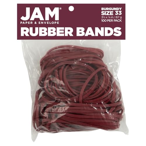 JAM PAPER Colorful Rubber Bands - Size 33 - Burgundy Rubberbands - 100/Pack