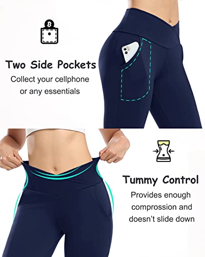 Sofitniya High Waisted Flare Leggings Crossover Bootcut Yoga Pants With Pockets For Women #TOP2