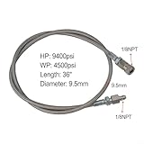 Stainless Steel PCP Hose 36 Inch 4500 PSI High Pressure Air Fill Station Whip Extension with Quick Disconnect for HPA Tank Charging 1/8 NPT Thread Silver - Image 4