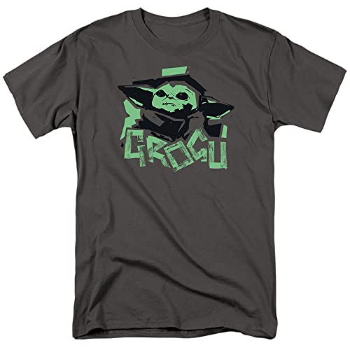 Image of Cotton Soul Star Wars Mandalorian Grogu Baby Yoda Paint Strips Unisex T Shirt, Charcoal, XX-Large