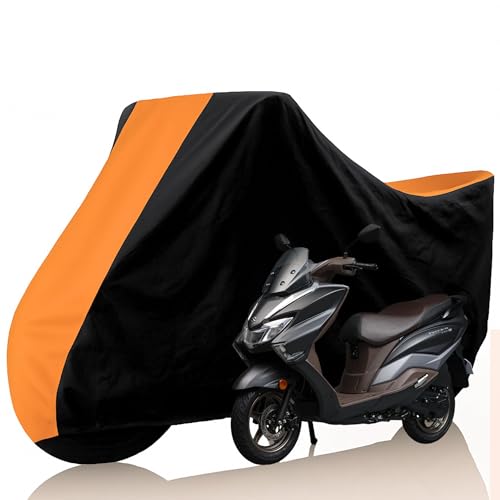 Image of All Weather Protection Two Wheeler Cover for Suzuki Burgman Street 125, Scooter & Scooty | Anti Dust, 100% Water Resistance, Heat Resistant, UV Proof - Triple Stitched | (Black Top Orange)