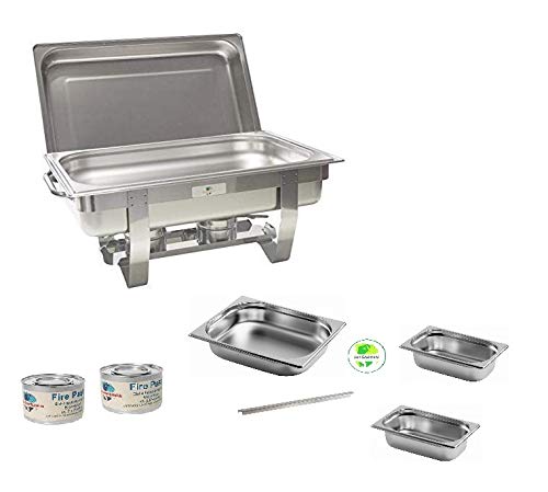 Gastro-Bedarf-Gutheil Chafing Dish Edelstahl, bestehend aus: 1 Gestell mit Deckelhalterung, 1 Wasserbecken 3…
