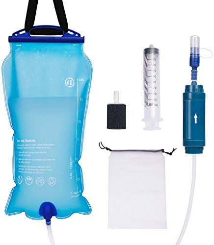 SHUILANLAN Gravity Water Filter Straw, Portable 3L Water Storage Bag, Adjustable Tree Strap, Extension Tube for Group Family Hiking, Backpacking and Emergency Preparedness