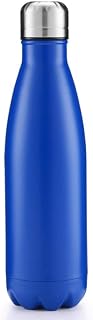 Botella de agua de 17 onzas aislada de acero inoxidable al vacío de doble pared sellado deportes al aire libre correr, color sólido 500 ml, color: marrón (color: marrón)