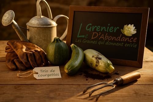 Lot de 25 graines à semer - Le Grenier d'Abondance - Trio de Courgettes - 3 sachets individuels