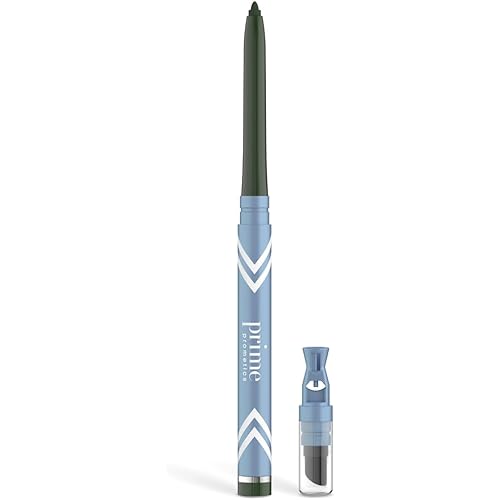 PRIME PROMETICS PrimeEyes Glide Eyeliner for Mature Women – Waterproof, Long-Stay and Mess-Proof – Gel Creme Texture, Discreet Sharpener and Effective Smudger (Emerald)