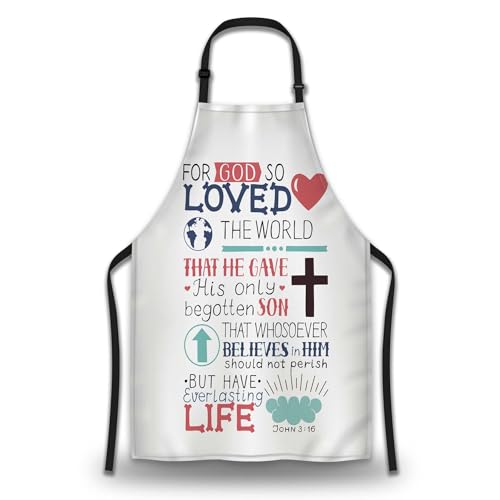 Olikked Chef Works Apron for Men Bible Verse Craft Aprons for Women for Kitchen Cooking Restaurant BBQ Painting Crafting Gardening 27” (W) x 31” (H), Waterproof Apron