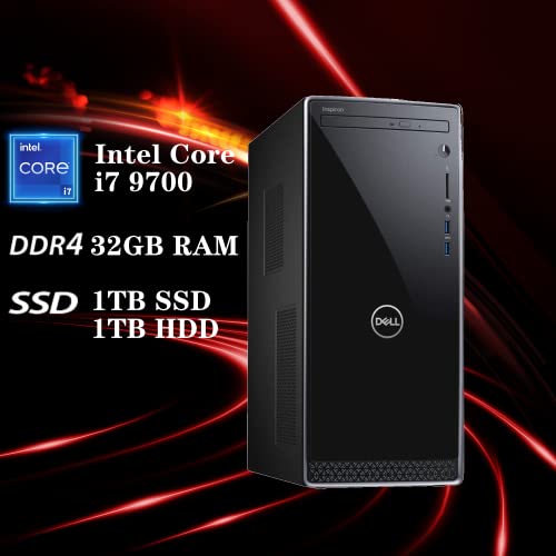 Dell Inspiron 3671 Desktop Gaming Desktop, Intel Core I7-9700 Processor, 32Gb Ddr4 Ram, 1Tb Pcie Ssd + 1Tb Hdd, Wifi, Bluetooth, Dvdrw, Hdmi, Vga, Windows 11 Pro, Black #TOP1