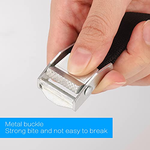 Foto von Hejo 10 Stück Spanngurte Kurz, 40cm Verstellbare Zurrgurte mit Klemmschloss, Rostfreie Befestigungsriemen, Befestigungsgurte für Fahrrad, Motorrad, Gepäckpakete, Camping (Schwarz)