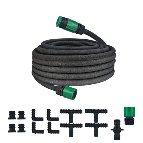 Porous Watering Hose for Gardens - 3-in-1 Drip/Soak/Sprinkle Irrigation Efficient Garden Irrigation System for Lawns Flower Beds Patio Plants (30M)