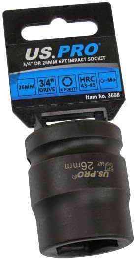 US PRO Tools 26mm 3/4" DR 6 Point Impact Socket 3698