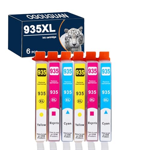 ouguan 6 x Comp COMPATIBLES Repuestos para HP 934 X L 935 X L Cartuchos de impresora con gran alcance compatible con for HP Officejet Pro 6830 6230/6230 ePrinter 6835 HP Officejet 6820 6812 6815