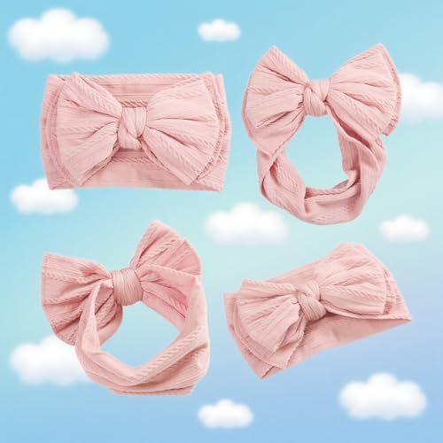 Baby Headbands Nylon Bow Hairbands for Infant Girls, Soft Stretchy Toddler Turban Twist Knot Hair Accessories, 6 Pack Newborn Hair Bows2
