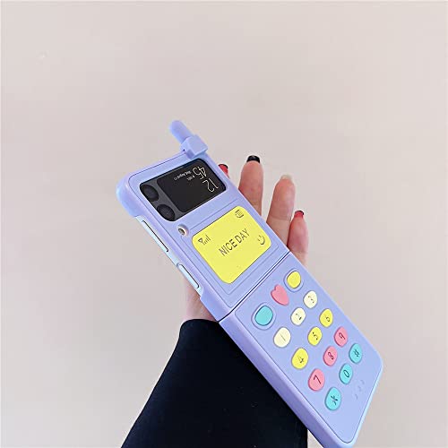 Niceking Compatible With Samsung Galaxy Z Flip 3 5G 2021 Case Hard Plastic Frame Silicone Shockproof Cover For Samsung Z Flip 3 Purple #TOP4