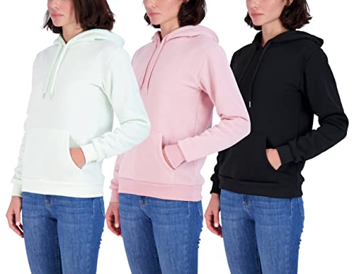 3 Pack: Women's Long Sleeve Hoodie Pullover Casual Sweatshirt Fashion Camo Sweater Quick Fleece Lounge Active Yoga Running Athletic Exercise Gym Workout Outdoor Top Ladies Kangaroo Pocket- Set 4, M #TOP24