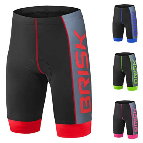Pantalones de ciclismo de compresión cortos para hombre de Brisk Bike, color rojo y negro, tamaño medium