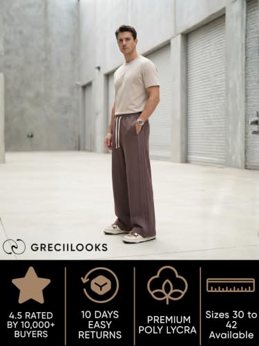 Image of GRECIILOOKS Men Mid Rise Lycra Cargo Track Pants Loose Fit Joggers | Korean Style Travel & Lounge Wear with Pockets