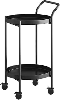 Stylish Metal Bar Cart - Mini Rolling Beverage Trolley with Wheels, Round Serving Shelf, Versatile Side Table for Drinks & Snacks, Perfect for Home Decor & Entertaining