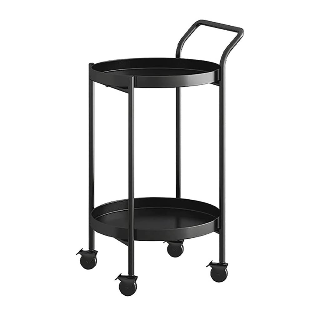 Carrito redondo de metal con ruedas, elegante carrito de bebidas para bebidas, aperitivos y servir decorativos, solución de almacenamiento de bar para el hogar móvil