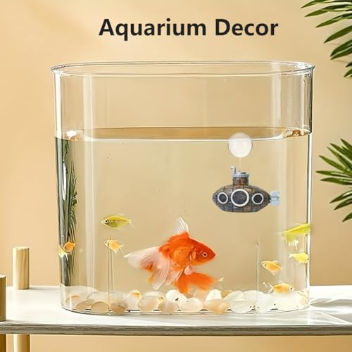 Image of JIANWEI Floating Fish Tank Decoration, Cute Retro Submarine Aquarium Decoration with Float Balls Resinous Fish Tank Accessorie Perfect for Fish and Floating Aquarium Decor(as Shown)