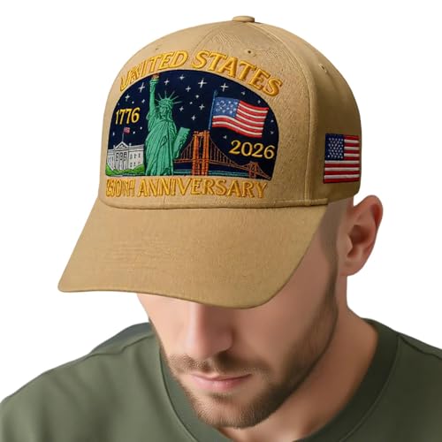 Qzdtue Gorra de Béisbol | Gorra Conmemorativa América 250º Cumpleaños - Accesorio Conmemorativo 1776-2026 Ajustable Unisex Adultos Adolescentes