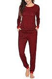 Ekouaer Pajamas Set Long Sleeve Sleep Set 2 Piece Tops and Bottoms Fitting Pajamas for Women...