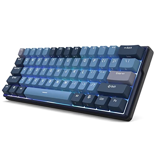 RK ROYAL KLUDGE RK61 Plus Wireless Mechanical Keyboard, 60% RGB Gaming Keyboard with USB Hub, Hot Swappable Computer PC Keyboards with Bluetooth/2.4G/Wired Modes, Silence Linear SkyCyan Switches