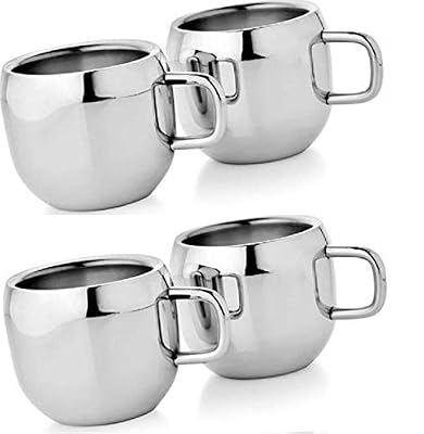Dynore Set of 4 Double Wall Apple Tea Cups