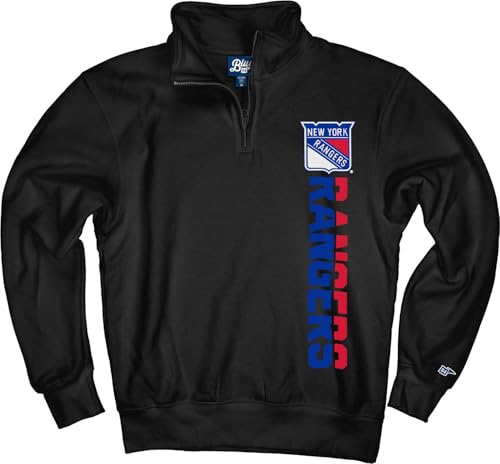 Blue 84 New York Rangers NHL Officially Licensed Quarter Zip Sweatshirt Outlier Black, Small