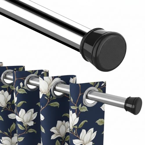 Image of JD FRESH 85 to 140 Cm Stainless Steel Extendable Curtain Rod Holder Without Drill /Shower Curtain Pipe /Window Curtain Rod for Home /Anti-Skid Spring Pull Rod for Bathroom /Wardrobe /Door - (Black)
