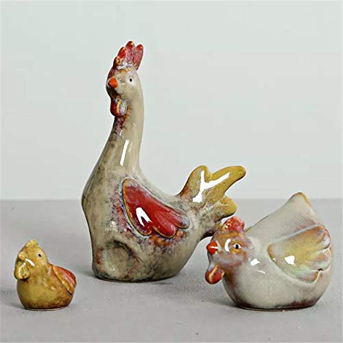 Déco étagère et bureau : trio de statues coq mignon pour maison