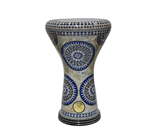Darbuka doumbek drum tabla 17/17.5 inch inlaid mother of pearl with free bag (Blue Nile)