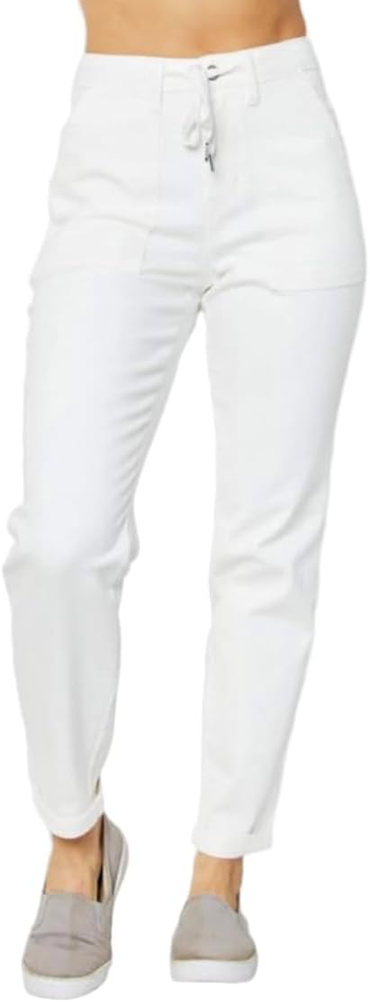 Judy Blue High Rise Joggers in Ecru