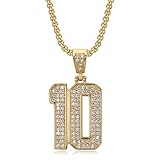 YOHAX Hip hop Jewelry Hip hop Necklace Stainless Steel Vacuum Gold Plated Set Number 10 chain Pendant Necklace Hip hop Men's and Women's Chain (golden)