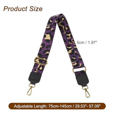 Image of uxcell Wide Shoulder Strap, 5cm Adjustable Purse Strap Replacement Crossbody Strap for Shoulder Bag Handbag, Purple, Bronze Square Mouth Buckle