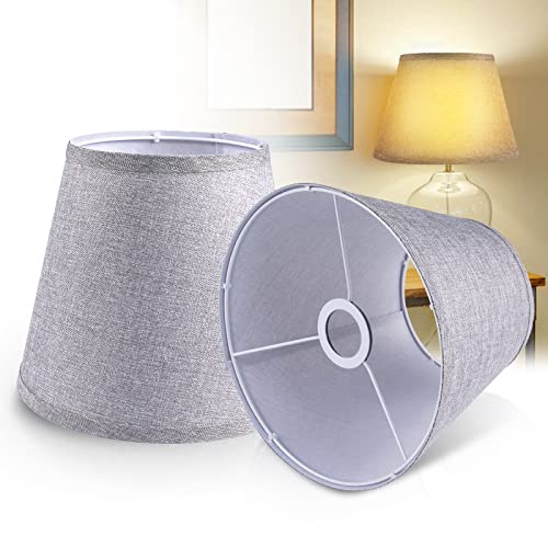 Lamp Shades Set Of 2 Lampshades For Table Lamp Floor Lamps, 10X8.5X6.5" Gray Linen Lamp Shade Replacement Medium Fabric Lampshade Easy Assembly Lamps Shades #TOP25