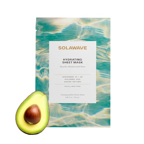 Solawave Hydrating Sheet Mask, Anti Aging Face Mask with Niacinamide, Hydrating Face Mask with Hyaluronic Acid, Moisturizing Face Masks (1 Pack)