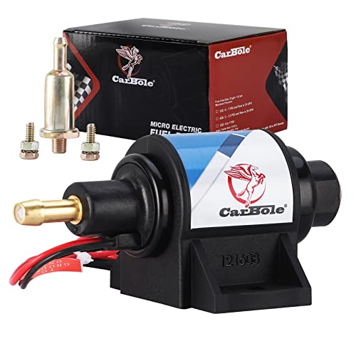 CarBole 12V Electric Fuel Pump 12S 2 Wire Hook Up 5/16 Inch 4-7 Psi Transfer Pump Self- Primming for Toyota, Ford Vehicles