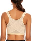 newlashua Front Closure Posture Corrector Bras for Women Wireless Full Coverage Back Support Shapewear Bra L Nude